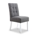 Pryder Faux Linen Dining Chair with White Legs