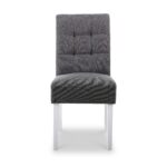 Pryder Faux Linen Dining Chair with White Legs - Image 3