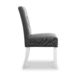 Pryder Faux Linen Dining Chair with White Legs - Image 6