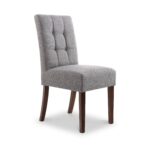 Pryder Faux Linen Dining Chair with Walnut Legs