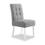 Pryder Faux Linen Dining Chair with White Legs - Image 7