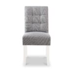 Pryder Faux Linen Dining Chair with White Legs - Image 9