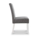 Pryder Faux Linen Dining Chair with White Legs - Image 12