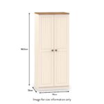 Brixham Cream 2 Door Wardrobe - Image 6
