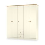 Brixham Cream 5 Door 2 Drawer Wardrobe - Image 9