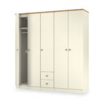 Brixham Cream 5 Door 2 Drawer Wardrobe - Image 8