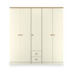 Brixham Cream 5 Door 2 Drawer Wardrobe - Image 3