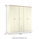 Brixham Cream 5 Door 2 Drawer Wardrobe - Image 11