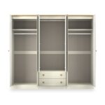 Brixham Cream 6 Door 2 Drawer Wardrobe - Image 4