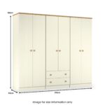 Brixham Cream 6 Door 2 Drawer Wardrobe - Image 10