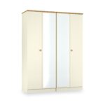 Brixham Cream 4 Door Mirrored Wardrobe