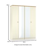 Brixham Cream 4 Door Mirrored Wardrobe - Image 9