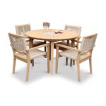 Roma FSC 4 Seater Round Sunray with Concrete Insert Dining Set with Roma Rope Stacking Chairs - Image 6