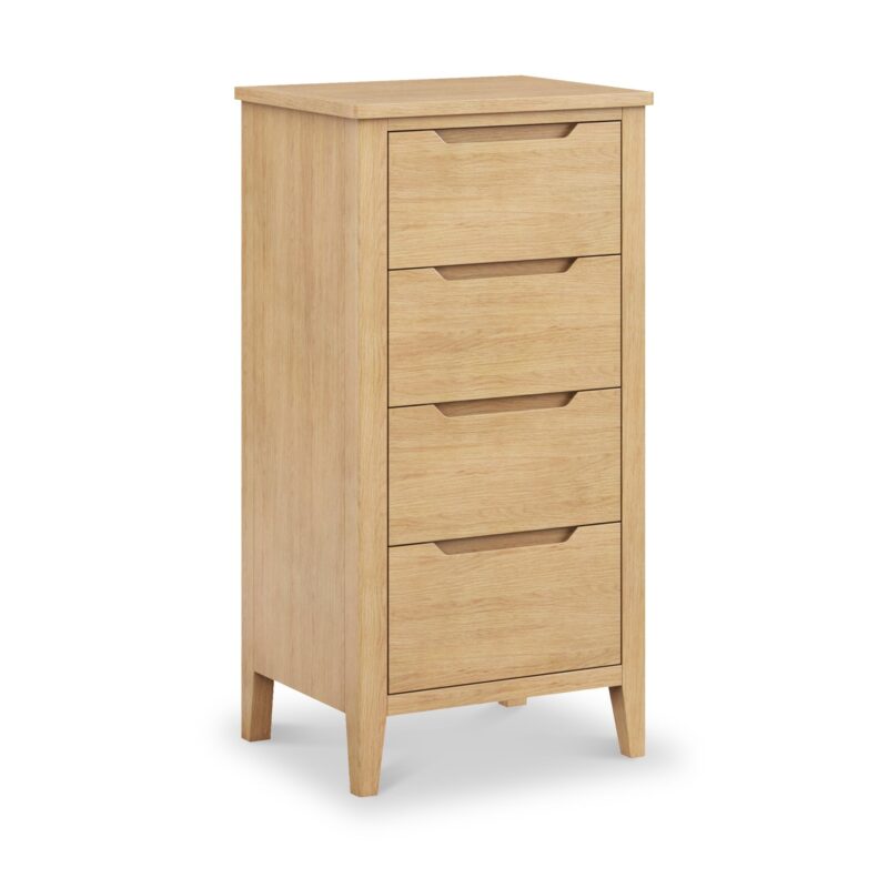 Camdale Oak 4 Drawer Tallboy Chest