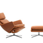 Grand Relax Chair & Ottoman in Cognac Leather