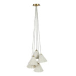Monroe Porcelain 5 Light Chandelier Pendant White & Brushed Gold