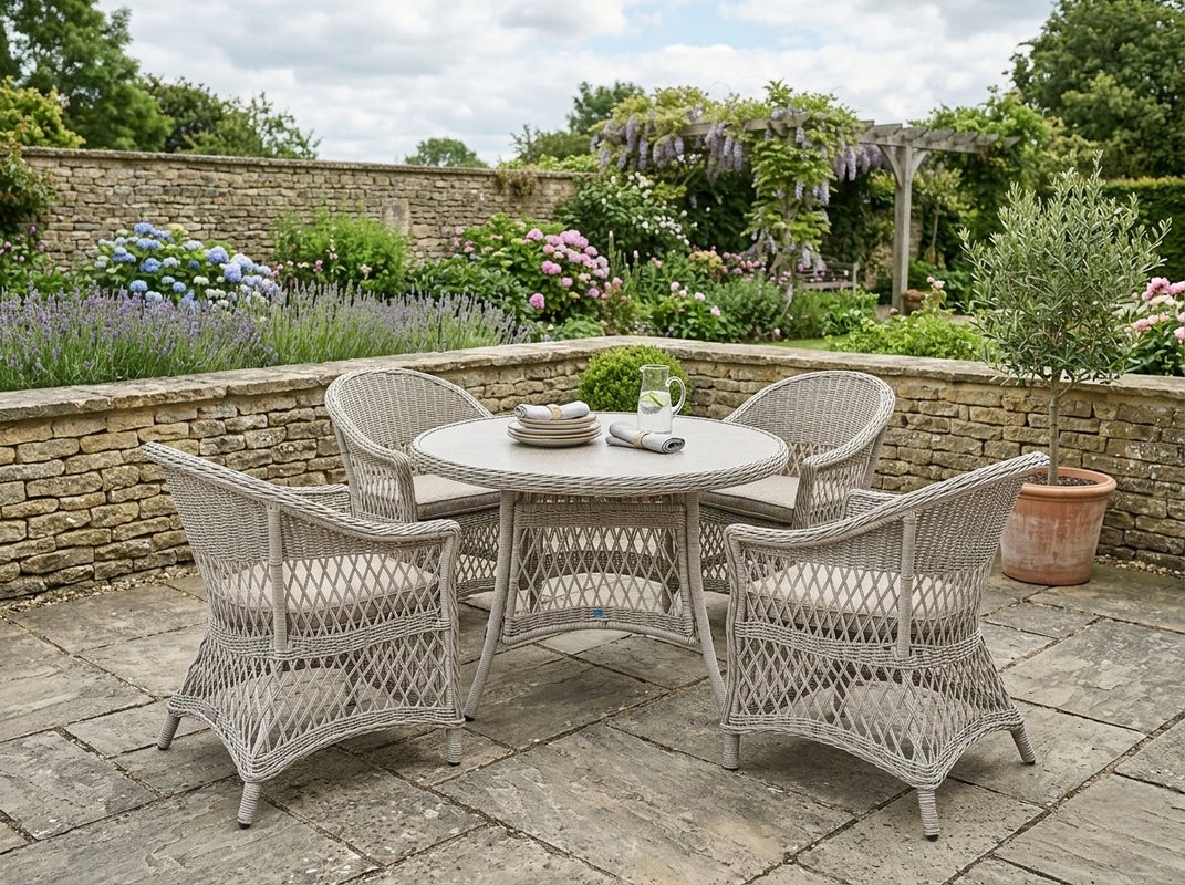 1332041667 Cotswold 4 Seater Wicker Dining Set - Image 1