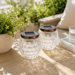 2 Pack Solar Powered Glass Ball LED Lantern - Image 3
