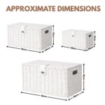3 White Wicker Storage Baskets Woven Hamper Storage Boxes - Image 6