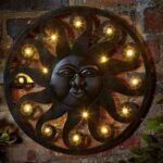 40cm Light Up Sun Wall Ornament with 12 LED Lights Metal Art