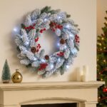 40cm LED Snow Flocked Christmas Wreath