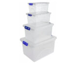 4 Pack Clear Plastic Storage Boxes with Secure Clip Lids