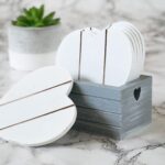 Chic Grey Wood Love Heart Coasters With Storage Box