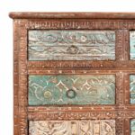 Carved Chest Of 10 Drawers Made From Reclaimed Teak - Image 2