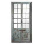 Glass Panelled Painted Indian Door From Shimla - 19th Century