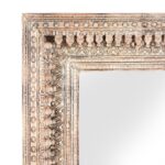 Carved Mango Wood Painted Mirror - Antique Cream - Image 3