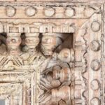 Carved Mango Wood Painted Mirror - Antique Cream - Image 4
