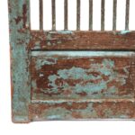 Light Blue Painted Teak Dog Gate From Gujarat - 19thC - Image 5