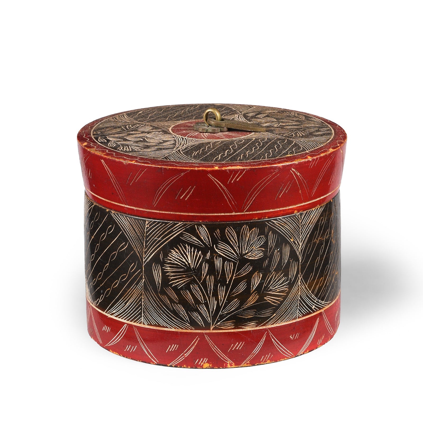 A00838V2 Scratchwork Lacquer Pot From Kutch - 19th Century - Image 1