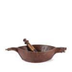 Carved Teak Opium Grinder -19thC