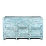 3 Door Louvre Sideboard - Blue Painted Reclaimed Teak