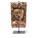 Carved Gujarati Head On Stand - 19thC