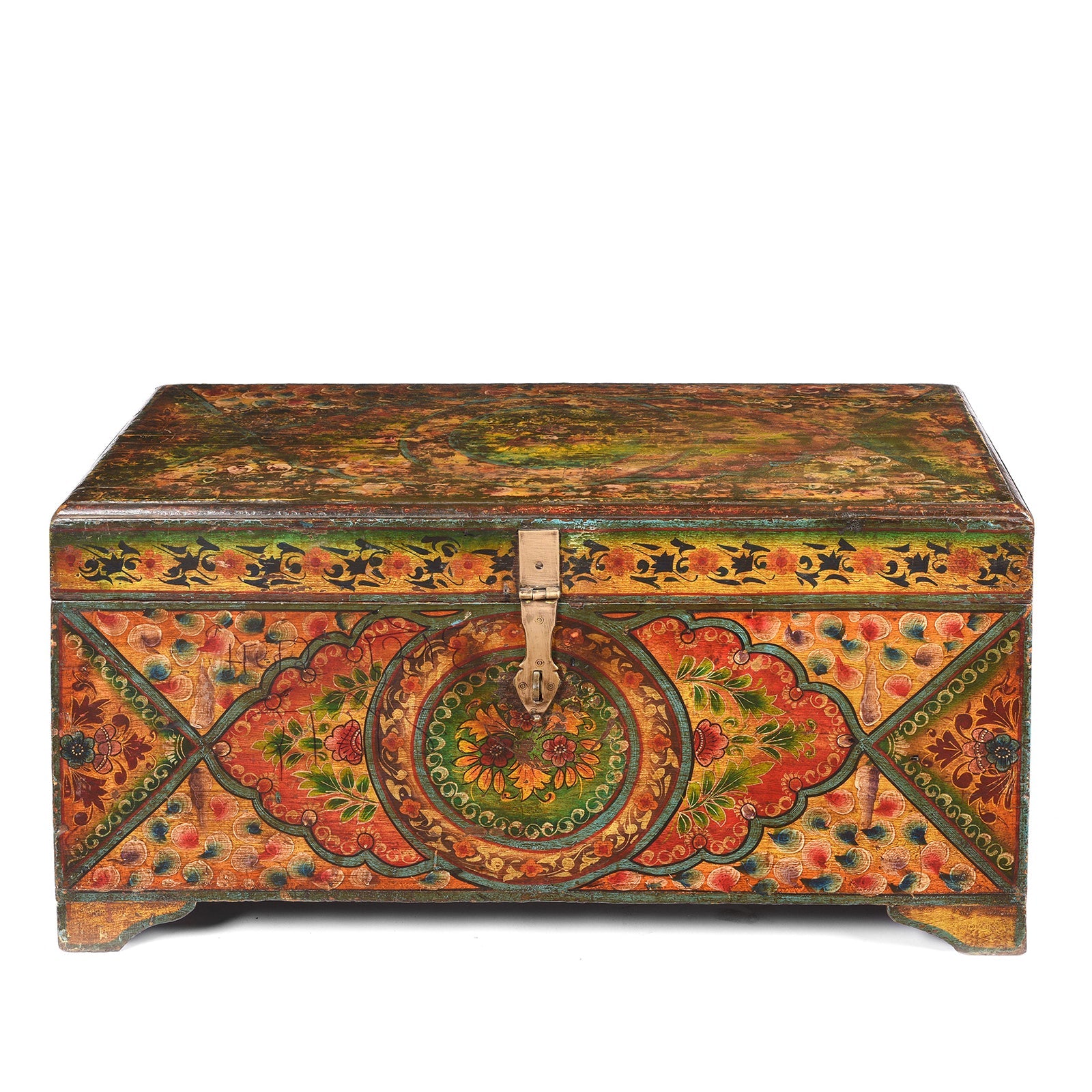 A00983 Old Indian Chest with Later Paint - 19thC - Image 1