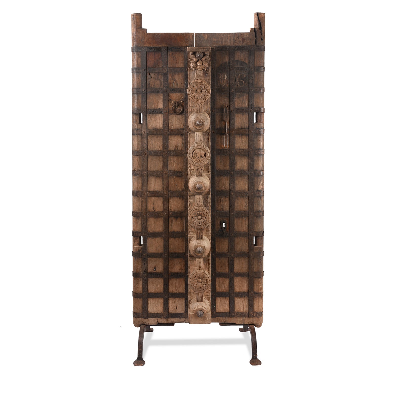 A01031 Carved Yali Door From Kerala - 19th Century - Image 1