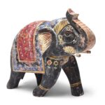 Large Painted Indian Elephant Figurine From Rajasthan