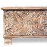 Carved Blanket Chest Made From Reclaimed Teak & Mango Wood - Image 2
