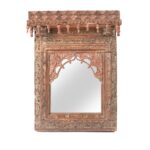 Carved Indian Window Mirror From Kutch - 19thC (52 x 68cm)