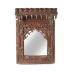 Carved Indian Window Mirror From Kutch - 19thC (46 x 63cm)