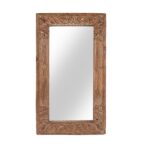 Old Indian Carved Teak Mirror From Gujarat - 19thC
