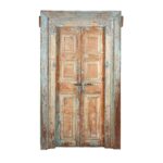 Painted Indian Teak Door From Gujarat - 19thC
