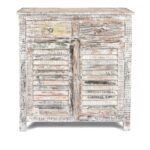 Painted Indian Louvre Cabinet Made From Reclaimed Teak