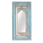 Indian Mihrab Mirror Made From An Old Teak Panel (31 x 61cm)
