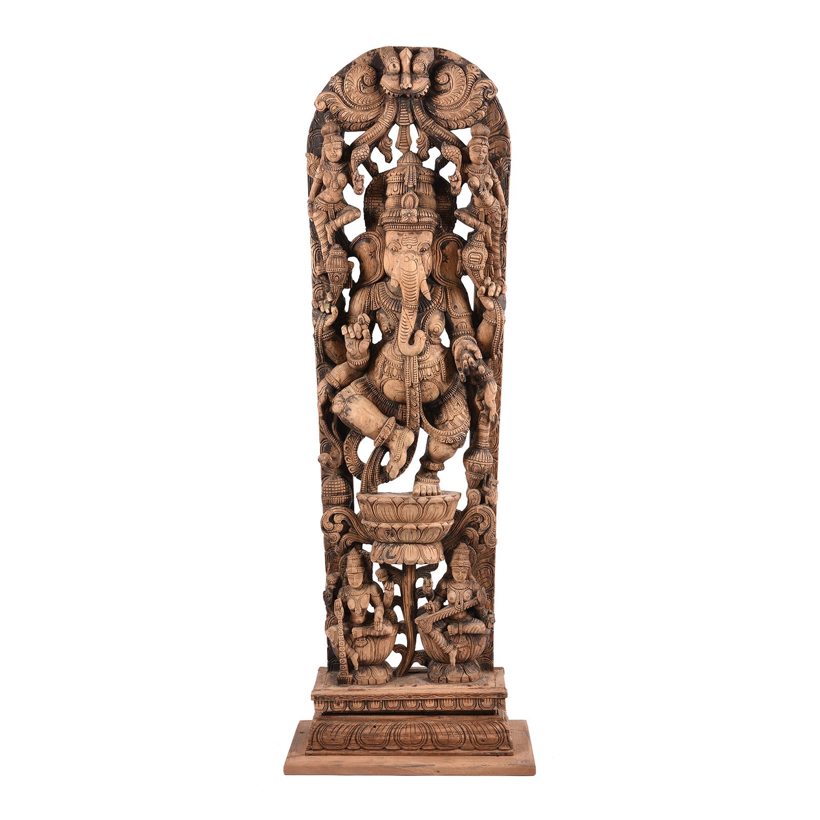 A01920 Carved Wood Ganesha Statue From Tamil Nadu - Image 1