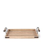 Limed Wood Tray with Iron handles - Image 4