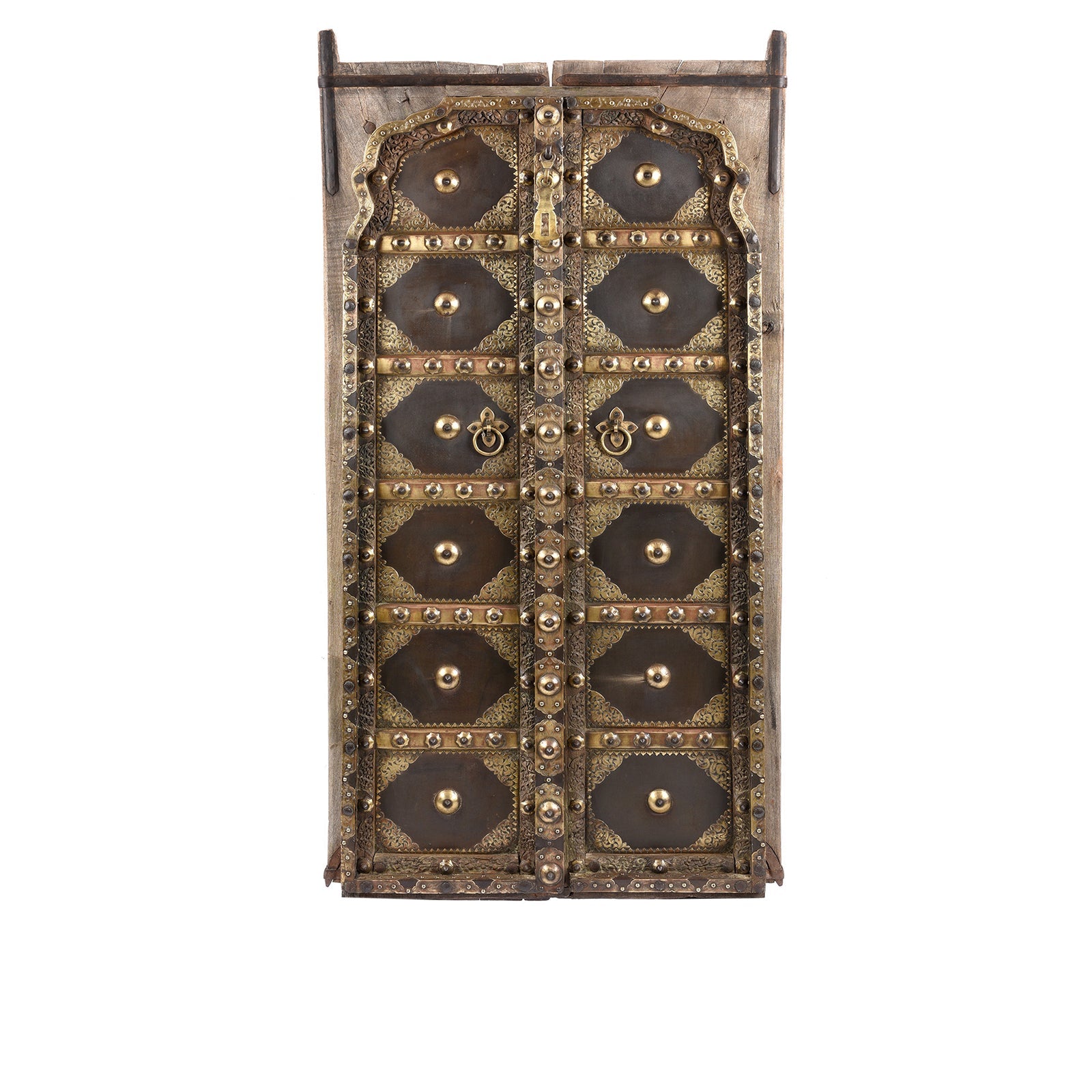A01983Detail5 Iron & Brass Door On Stand From Shekhawati - 19th Century - Image 1
