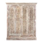 Painted Louvre Cabinet Made From Reclaimed Teak